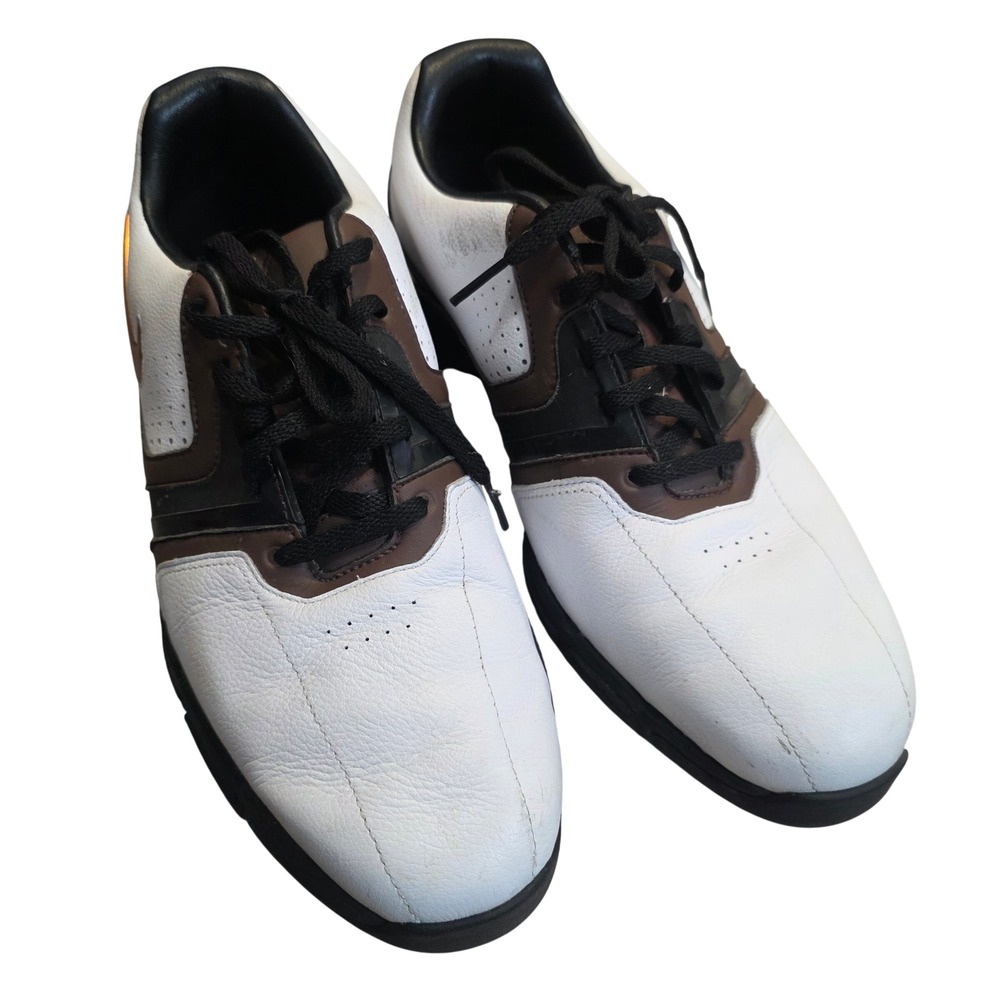 Nike Lunar Control Golf Shoes White Brown Black Gold Spiked 551456-101 Mens 9.5